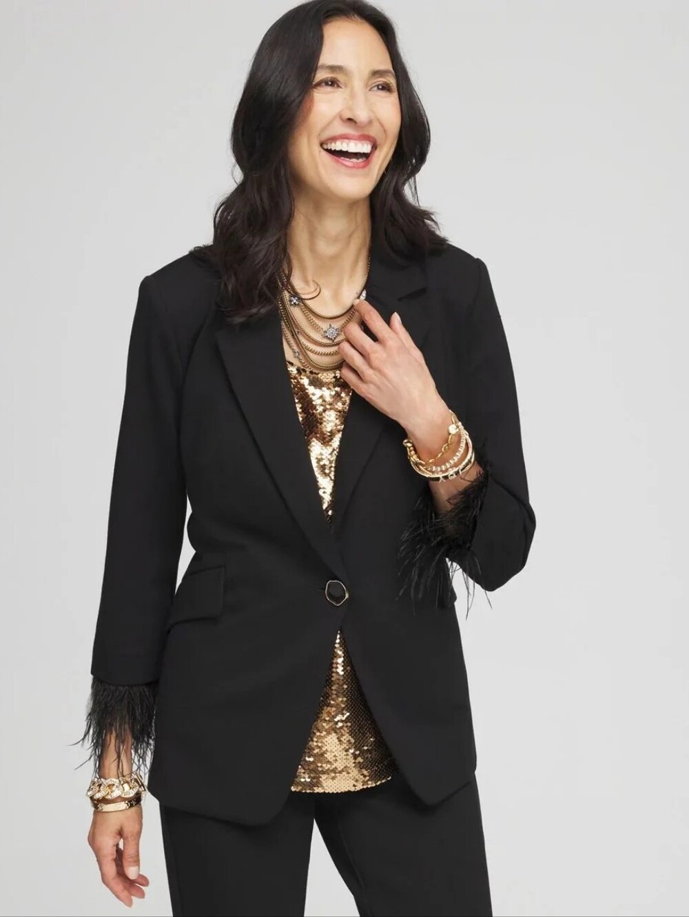 Chico's Women's Ponte Feather Blazer